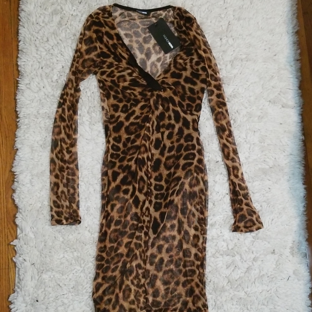 NWT Fashionnova Charlotte Leopard Midi Dress